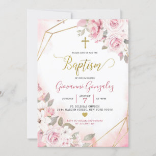 Einladung zur Taufe des Soft Blush Rosa Girl