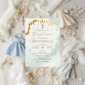 Einladung zur Taufe mit Grünpflanzen