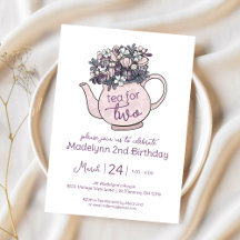 Einladung zur Tea for Two Floral 2. Geburtstagsfei