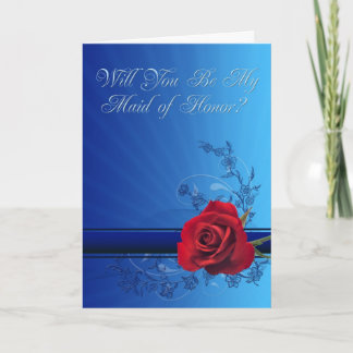 Einladung zur Trauzeugin mit rote Rose