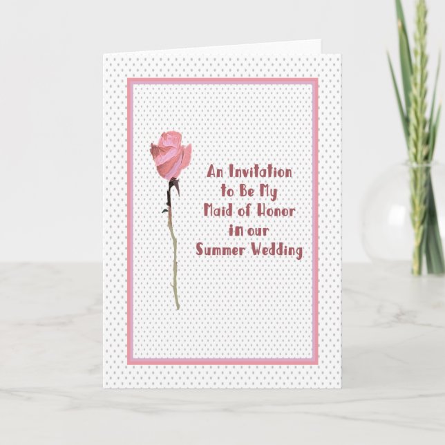 Einladung zur Trauzeugin Pink Rose Polka Dot (Vorderseite)