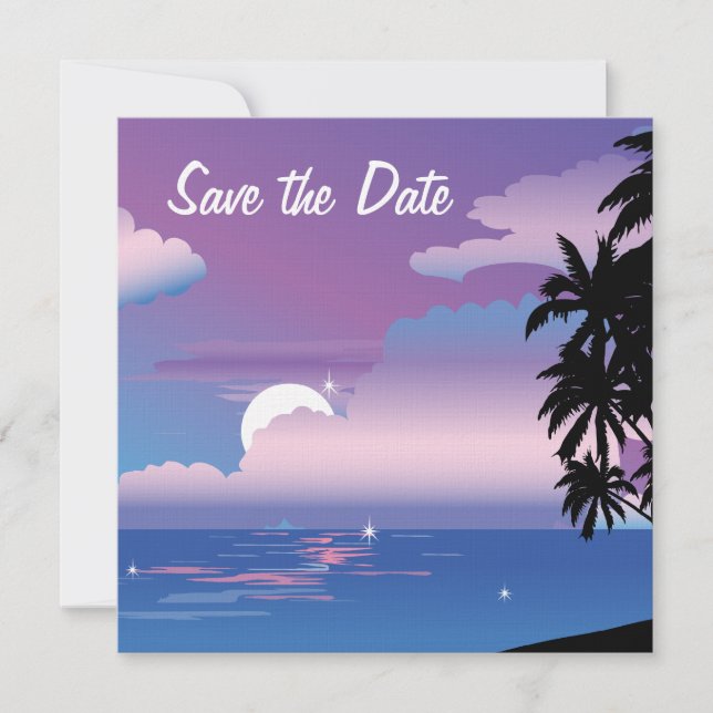 Einladung zur Tropennacht Save the Date Hochzeitsf (Vorderseite)