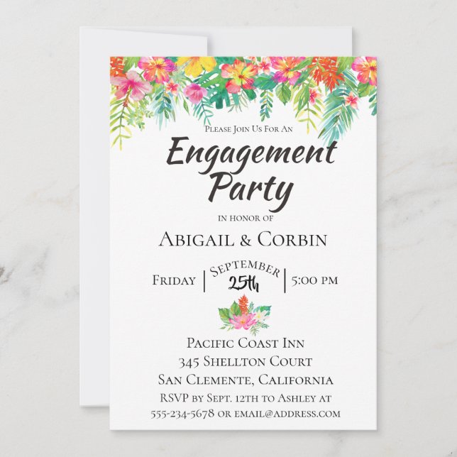 Einladung zur "Tropical Island Floral Engagement P (Vorderseite)