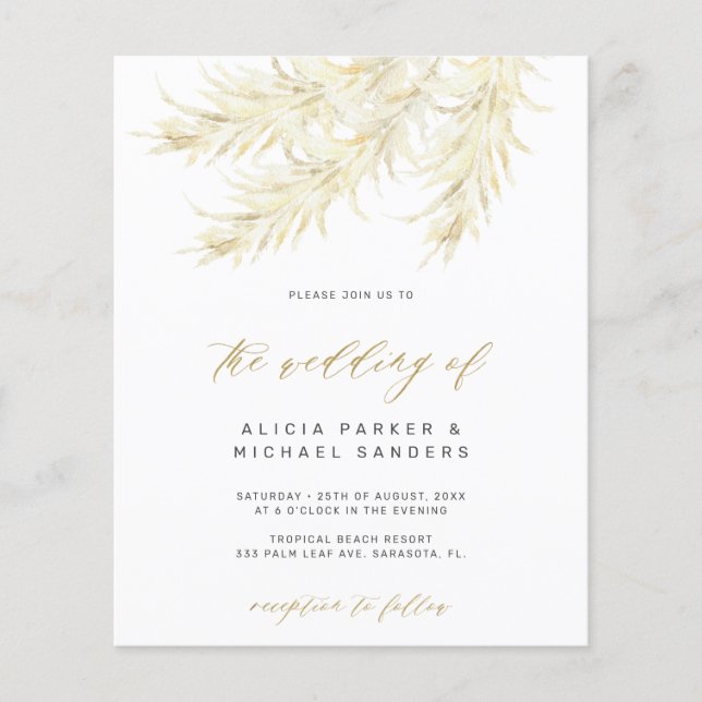 Einladung zur tropischen Hochzeit von Pampas Flyer (Vorne)
