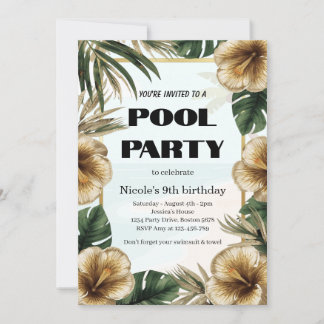 Einladung zur tropischen Poolparty zum 9. Geburtst