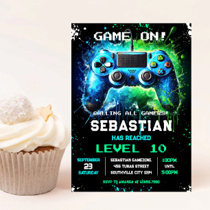 Einladung zur Videospiel-Gamer-Party zum Geburtsta