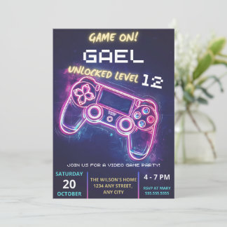 Einladung zur Videospielparty, Geburtstagseinladun
