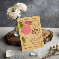 Einladung zur Vintage-Blumengarten-Baby-Party