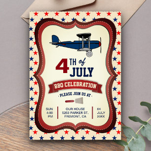 Einladung zur Vintage-Flugzeug-4.-Juli-BBQ-Party