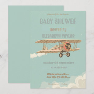 Einladung zur Vintage-Flugzeug-Baby-Party