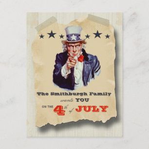 Einladung zur Vintage-Hipster-Feier zum 4. Juli