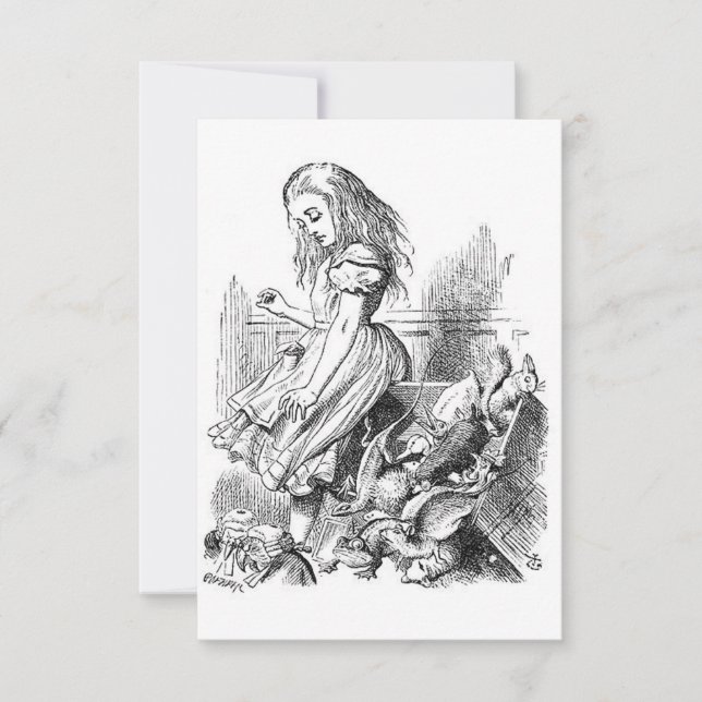 Einladung zur Vintagen Alice im Wunderland (Vorderseite)