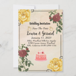 Einladung zur Vintagen Blumenhochzeit