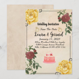 Einladung zur Vintagen Blumenhochzeit