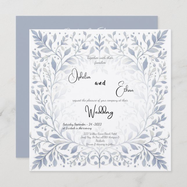 Einladung zur Vintagen Blumenhochzeit (Vorne/Hinten)