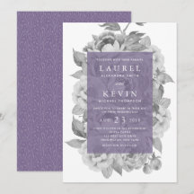 Einladung zur Vintagen Blumenhochzeit | Violett