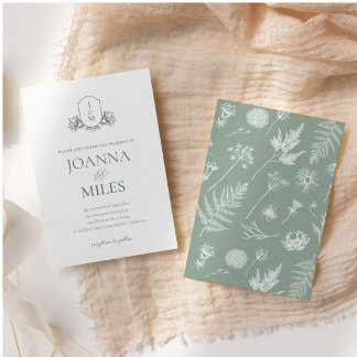 Einladung zur Vintagen botanischen Monogramm-Studi