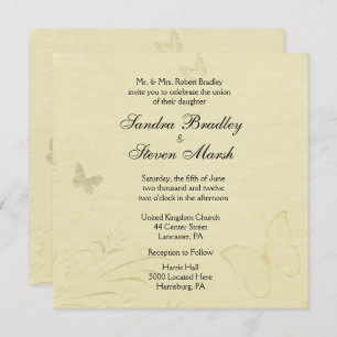 Einladung zur Vintagen Butterfly-Hochzeit