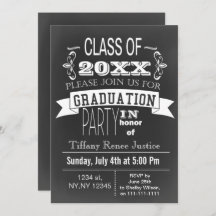 Einladung zur Vintagen Chalkboard Graduiertenparty
