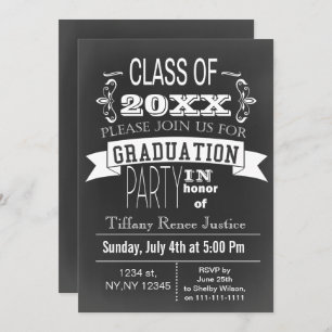 Einladung zur Vintagen Chalkboard Graduiertenparty