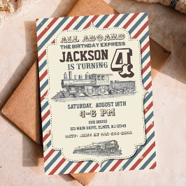 Einladung zur Vintagen Einladung von Train Birthda