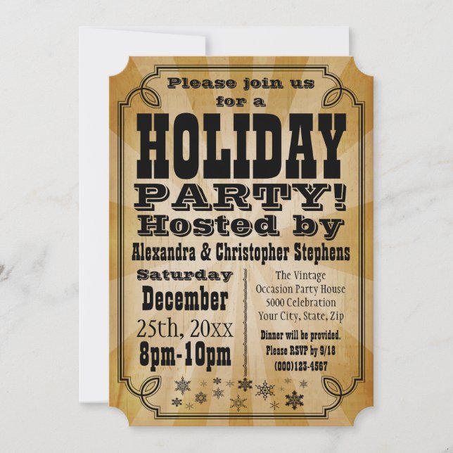 Einladung zur Vintagen Feiertagsparty im Alten (Vorderseite)