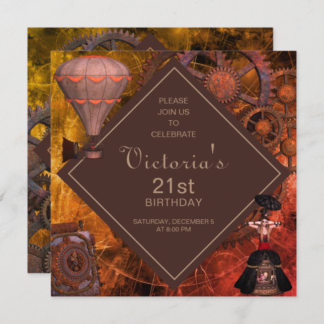 Einladung zur Vintagen Geburtstagsfeier (Vorne/Hinten)