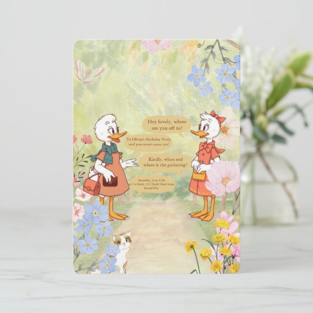 Einladung zur Vintagen Geburtstagspartei (Stehend Vorderseite)