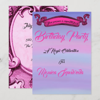 Einladung zur Vintagen Geburtstagsparty in Rosa un