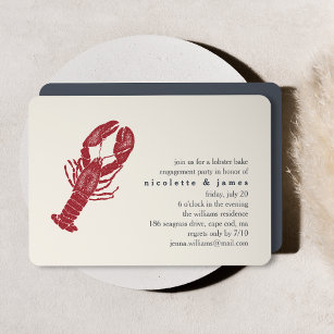 Einladung zur Vintagen Lobster-Bake-Engagement-Par