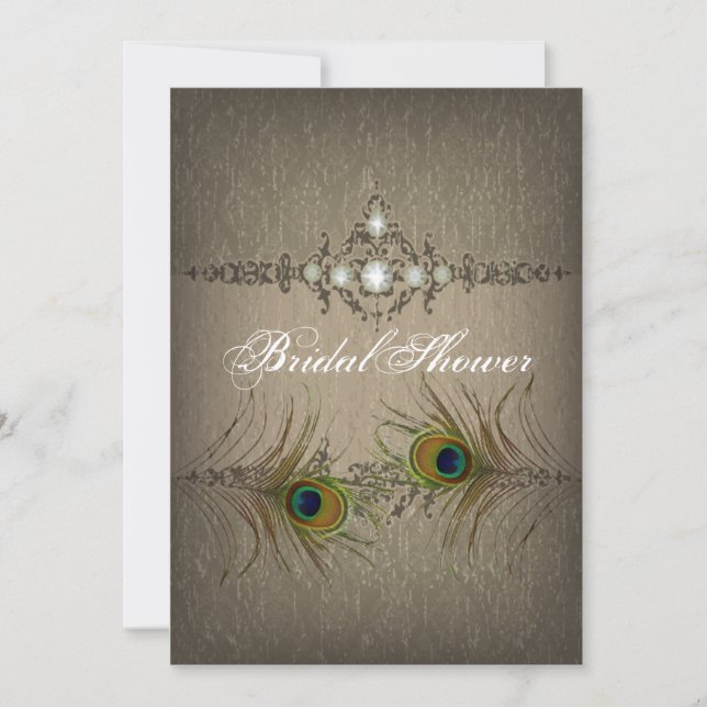 Einladung zur Vintagen Pfauendusche (Vorderseite)