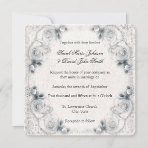 Einladung zur Vintagen Rosenhochzeit