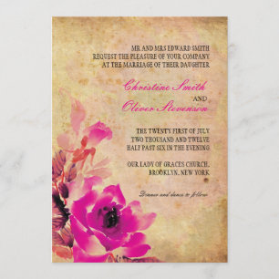 Einladung zur Vintagen Rosenhochzeit