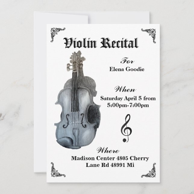 Einladung zur Violine-Erwägung (Vorderseite)