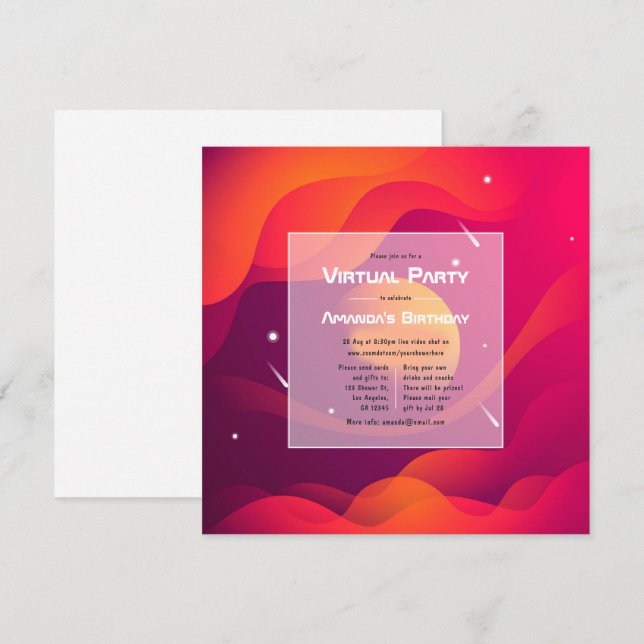 Einladung zur virtuellen Geburtstagspartei (Vorne/Hinten)