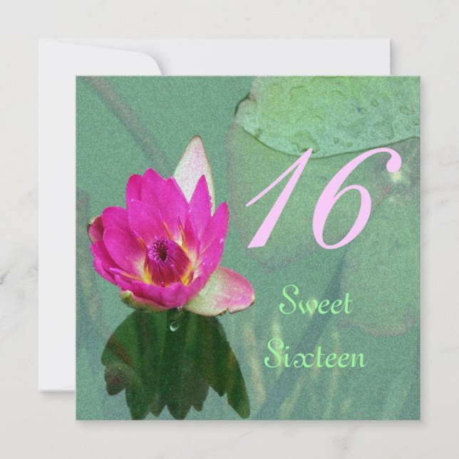 Einladung zur Wasserlilie 16 . Geburtstag (Vorderseite)