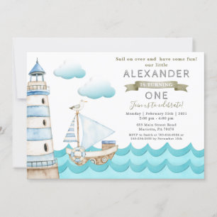 Einladung zur Watercolor Nautical Birthday Party