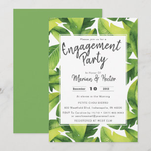 Einladung zur Watercolor Tropical Engagement Party