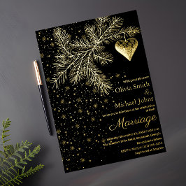 Einladung zur Weihnachts-Hochzeit in Schwarz und G