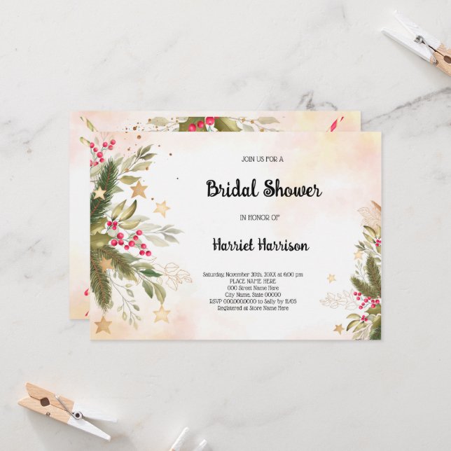 Einladung zur Weihnachtsdusche (Vorderseite/Rückseite Beispiel)