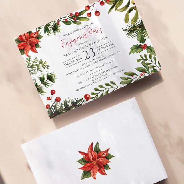 Einladung zur Weihnachtsfeiertag-Engagement (Botanical Engagement Party Christmas Invitation)