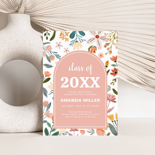 Einladung zur Wildblume Arch Graduation Party (Wildflower Meadow Graduation Party Invitation)