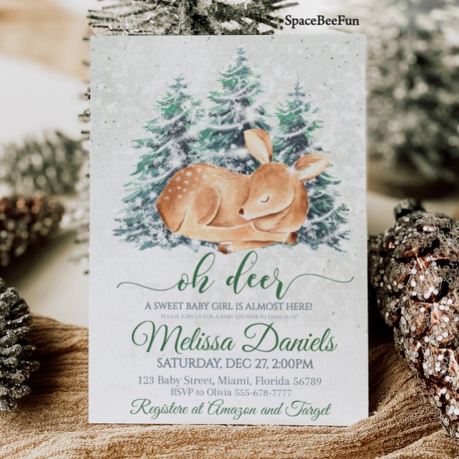 Einladung zur Winter Woodland Animal Deer Baby Dus (Winter Woodland Animal Deer Baby Shower Invitation Boy Forest animal Deer Girl Baby Shower Invite )