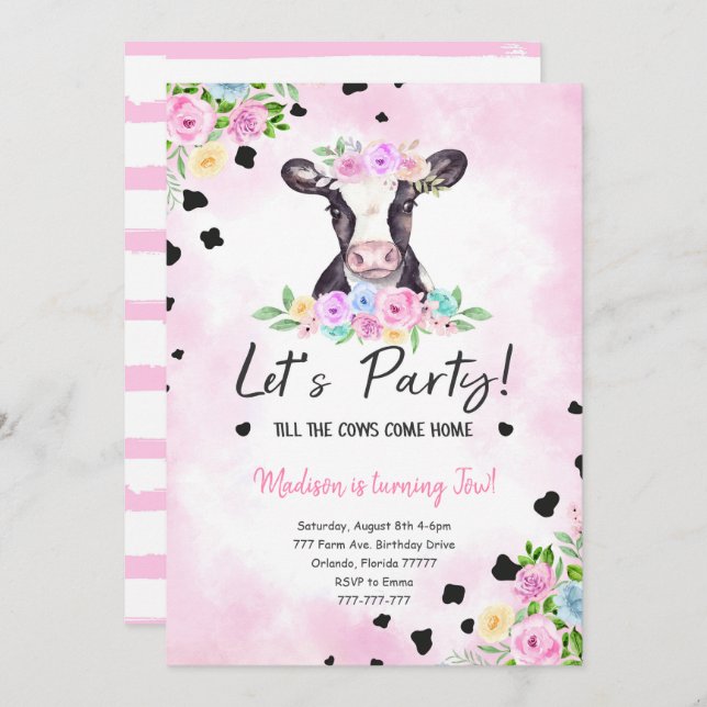Einladung zur zweiten Geburtstagskuhe (Vorne/Hinten)