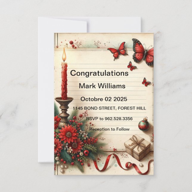 EinladungElegantes Blumenzitat Einladung (Vorderseite)