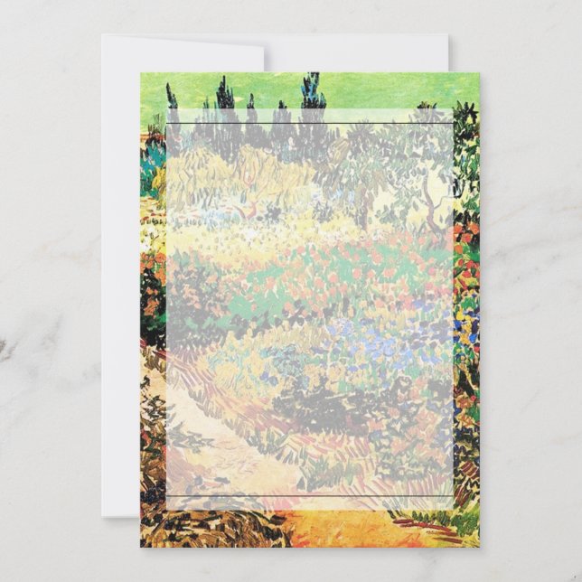 Einladungen. Blühender Garten mit Pfad Einladung (Vorderseite)