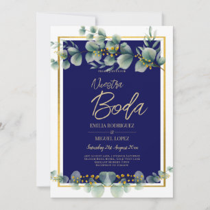 Einladungen De Boda Elegantes Navy Blue Gold