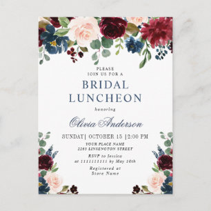 Einladungen der Burgunder Marine BRIDAL LUNCHEON