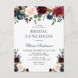 Einladungen der Burgunder Marine BRIDAL LUNCHEON