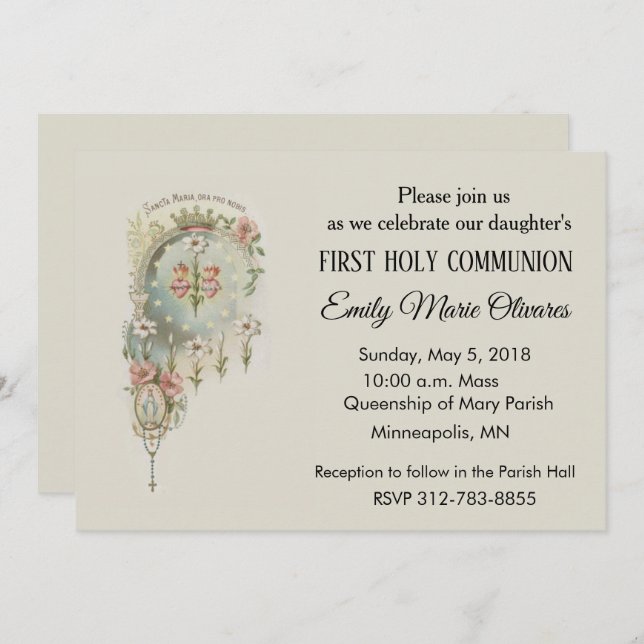 Einladungen der Ersten Heiligen Kommunion durch Mä (Vorne/Hinten)